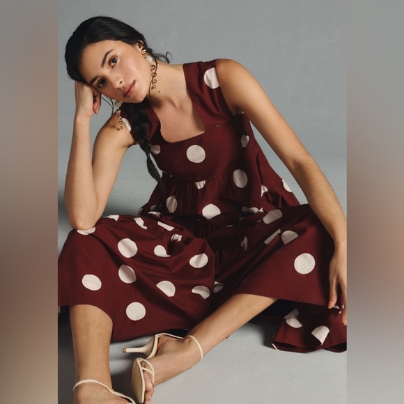 Anthropologie Maeve - Helena Square-Neck Babydoll Polkadot Dress - Picture 5 of 15